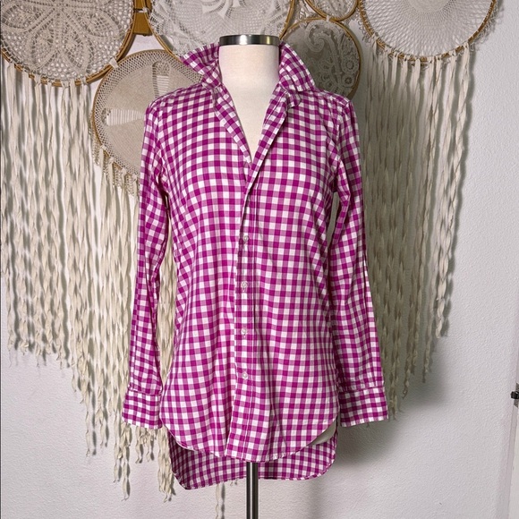 Frank & Eileen Grayson Fuchsia and White Checkered Long Sleeve Button Down XS